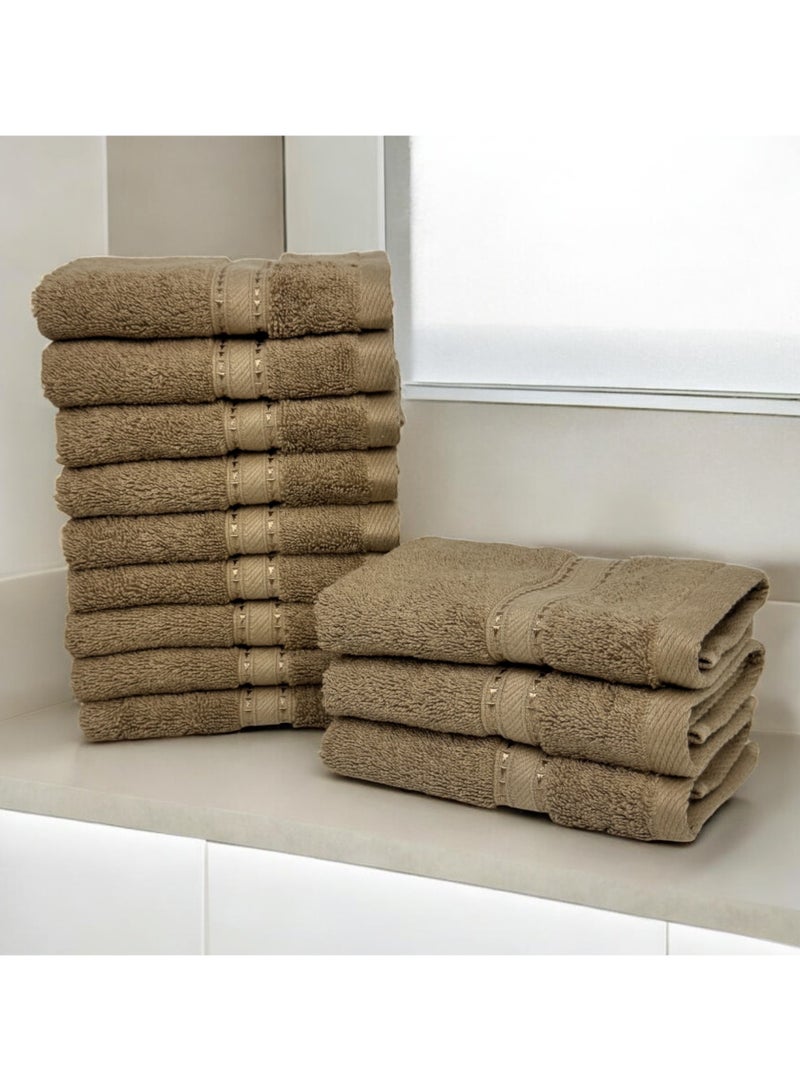 KASSINO Kassino Jumbo Face Towel (12 Pack, 33x33 cm) - 580 GSM Large Face Towels,100% Combed Cotton, Soft & Quick-Dry Towels, Highly Absorbent, Double Stitched Hotel Quality Towels | Beige  - Image 2