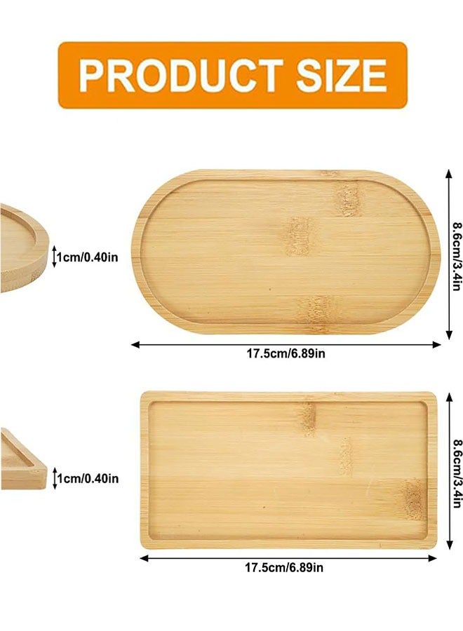 صواني من الخيزران، 4 قطع صواني خشبية بيضاوية مستطيلة الشكل بيضاوية الشكل، صينية تقديم صغيرة للطعام طبق جبن كاركوتيري خبز فاكهة مطبخ - Image 2