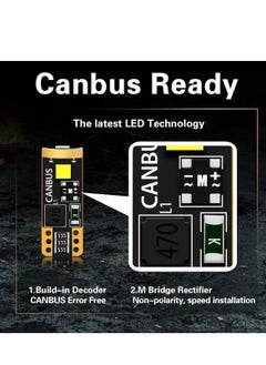 SYOSI لمبات LED بيضاء مجمعة للسيارة، 168 T10 2825 W5W لمبات LED خالية من الأخطاء في Canbus للوحة الترخيص وخريطة القبة وباب المجاملة وصندوق السيارة والأضواء الداخلية 10 قطع  - Image 2