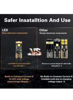 SYOSI لمبات LED بيضاء مجمعة للسيارة، 168 T10 2825 W5W لمبات LED خالية من الأخطاء في Canbus للوحة الترخيص وخريطة القبة وباب المجاملة وصندوق السيارة والأضواء الداخلية 10 قطع  - Image 3