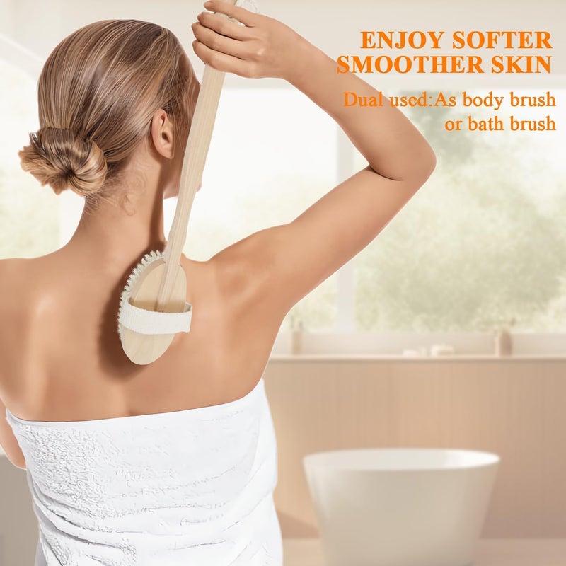 4PCS Dry Brushing Body Brush Set with Long Handle and Face Brush for Exfoliation - Image 2