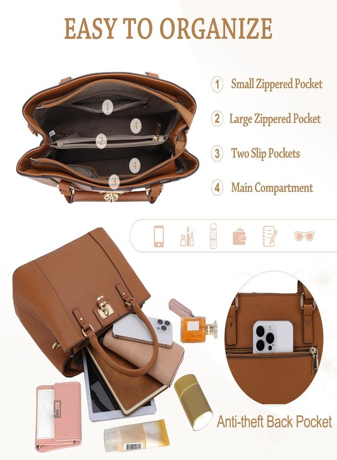 فاشي حقيبة ساتشيل من فاشي للنساء، حقيبة يد متوسطة الحجم من جلد سافيانو النباتي العصري، بمقبض علوي، حقيبة كتف، حقيبة كروسبودي، لون بني - Image 5