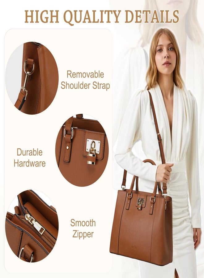 فاشي حقيبة ساتشيل من فاشي للنساء، حقيبة يد متوسطة الحجم من جلد سافيانو النباتي العصري، بمقبض علوي، حقيبة كتف، حقيبة كروسبودي، لون بني - Image 4