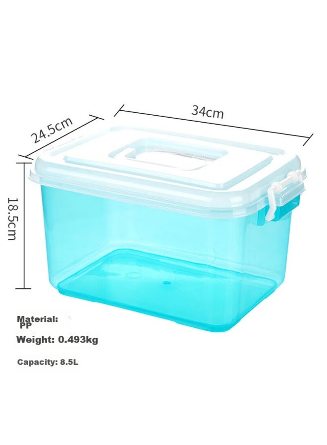 CHAHUA Camellia Storage Box, Plastic Container, Household Medicine Box, Portable Handheld, 8.5l, 1 Piece, Blue - Image 1