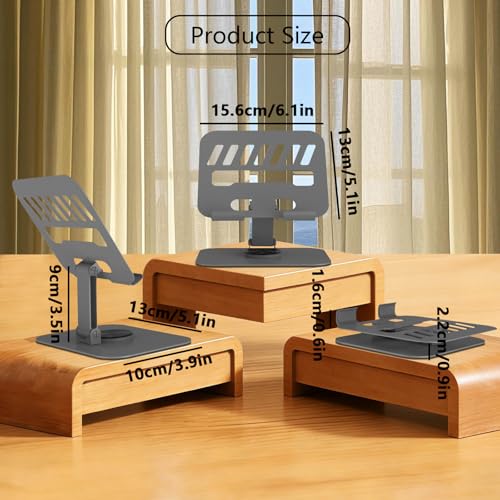 TAPMEI 360° Rotation Tablet Stand, Ultra Stability Base Fully Folded Easy to Store and Carry Adjustable iPad Stand Compatible with 4-13" Tablet E-Reader iPad Pro/Air/Mini and More (Grey) - Image 3