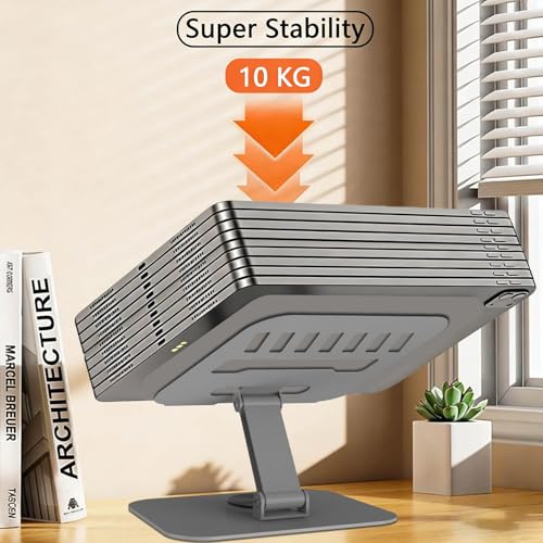 TAPMEI 360° Rotation Tablet Stand, Ultra Stability Base Fully Folded Easy to Store and Carry Adjustable iPad Stand Compatible with 4-13" Tablet E-Reader iPad Pro/Air/Mini and More (Grey) - Image 4