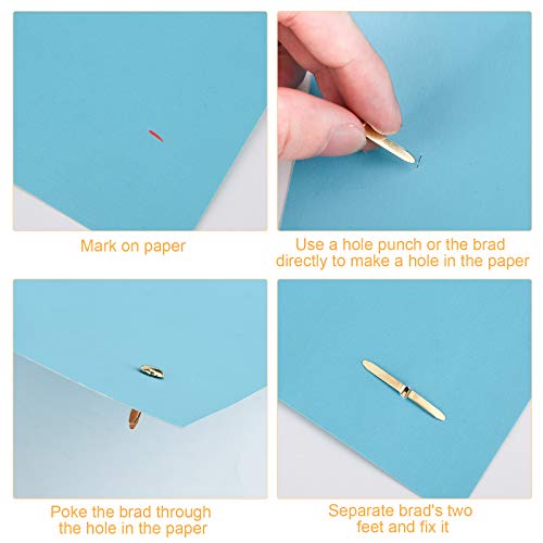 AJulyBee 100 PCS Mini Brads, Brass Fasteners 20 x 8mm, Small Metal Brad for Paper Crafts & Scrapbooking DIY, Handmade Cards - Image 4