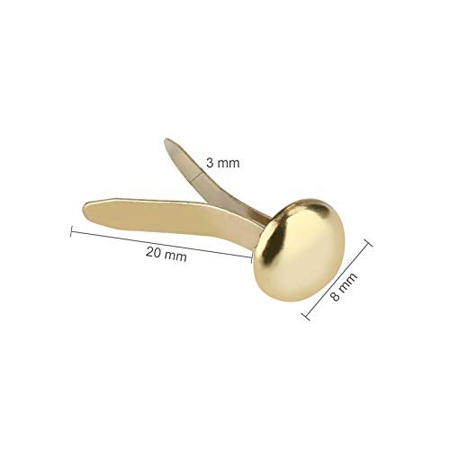 AJulyBee 100 PCS Mini Brads, Brass Fasteners 20 x 8mm, Small Metal Brad for Paper Crafts & Scrapbooking DIY, Handmade Cards - Image 2
