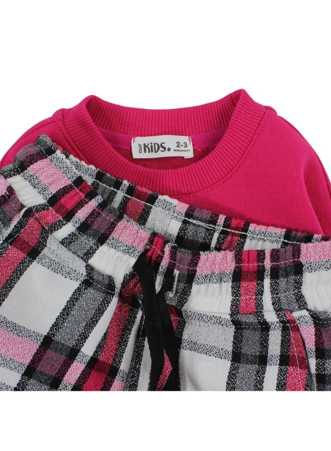 Ourkids Girls Cotton Pajama Set – Fuchsia with “Be Authentic” Print - Image 3