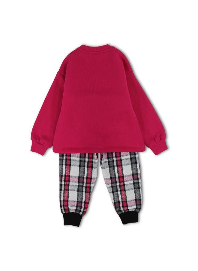 Ourkids Girls Cotton Pajama Set – Fuchsia with “Be Authentic” Print - Image 2