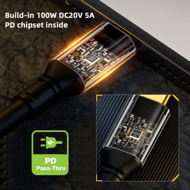 Azonee USB C Cable Right Angle, Stretch Coiled USB-C USB4 Cable 20Gbps 100W 8K Type-C Right Angled Male to Male Cable Power & Data for Laptop Keyboard Tablet - Image 5