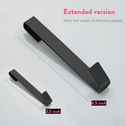 MOKIUER Extended Shower Hooks, Towel Hooks for Frameless Glass Shower Door, 3 Pack Matte Black Stainless Steel - Image 2