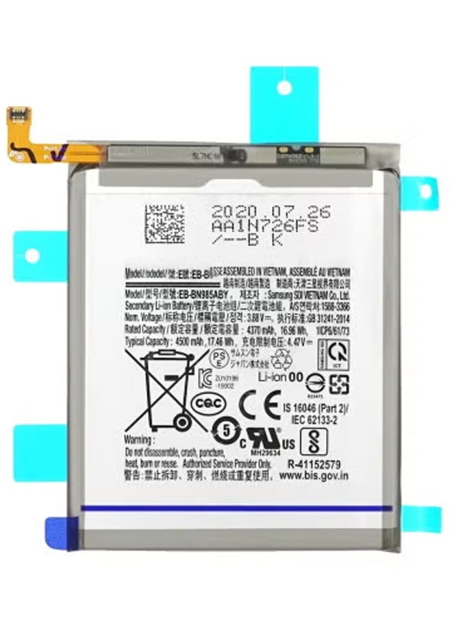 بطارية بديلة عالية السعة 4500mAh متوافقة مع Note20 Ultra N985F / N986B – بطارية ليثيوم أيون داخلية EB-BN985ABY | خلية طاقة قابلة لإعادة الشحن تدوم طويلاً مع حماية من الشحن الزائد وأداء مستقر - Image 2