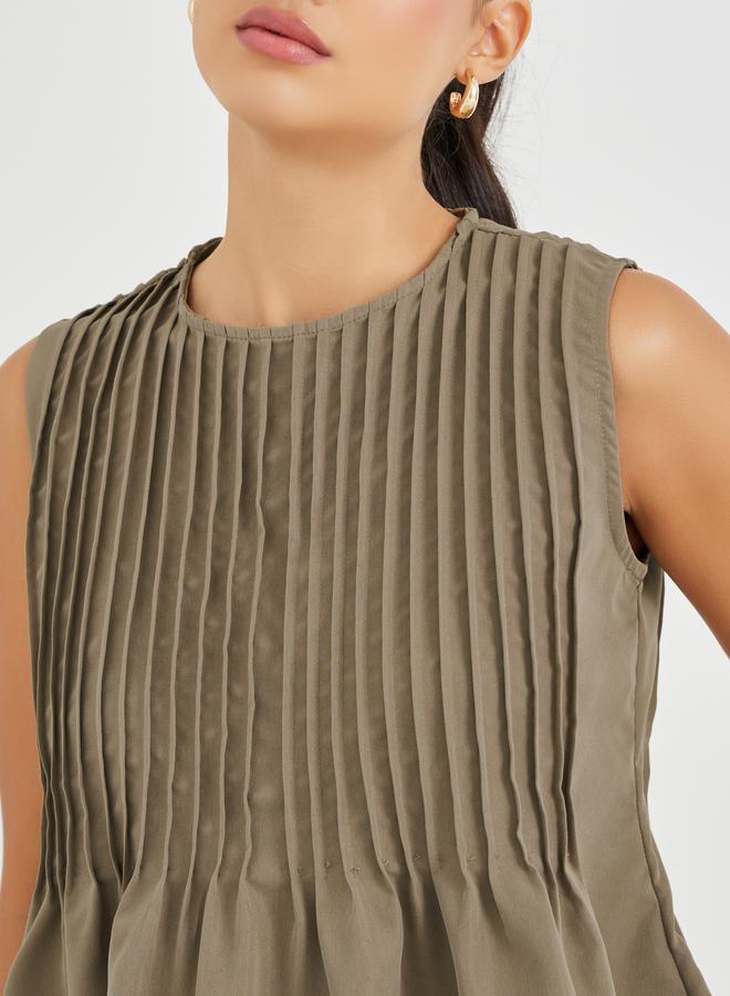 Styli Pleated Peplum Ruffled Hem Top - Image 4