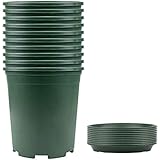 Fasmov 10PCS 1 Gallon Durable Nursery Pot Garden Flower Pots Nursery Plant Container Kit with 10 Pcs Matching Pallets - Image 1