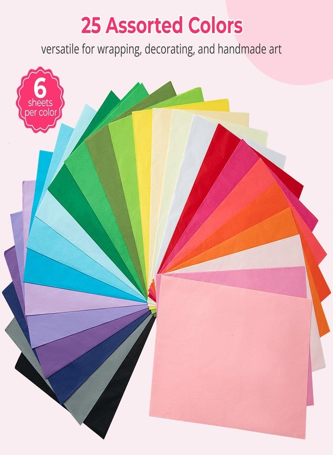 Simetufy 150 Sheets Tissue Paper, 15 x 20 Inch 25 Rainbow Colors Tissue Paper Bulk for Gift Bags Crafts Wrapping Mother's Day Christmas Birthday Wedding Decor - Image 3