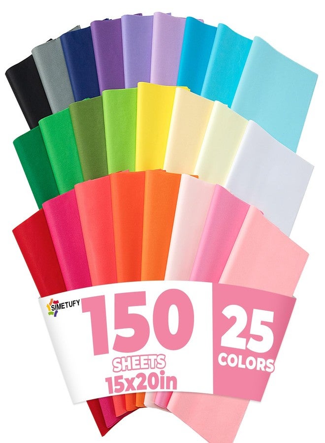 Simetufy 150 Sheets Tissue Paper, 15 x 20 Inch 25 Rainbow Colors Tissue Paper Bulk for Gift Bags Crafts Wrapping Mother's Day Christmas Birthday Wedding Decor - Image 1