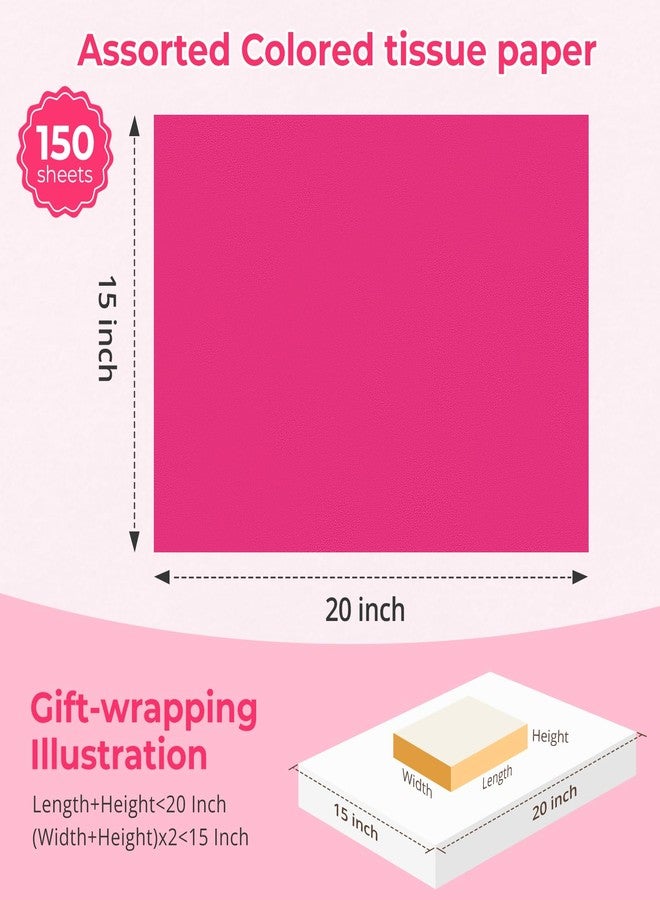Simetufy 150 Sheets Tissue Paper, 15 x 20 Inch 25 Rainbow Colors Tissue Paper Bulk for Gift Bags Crafts Wrapping Mother's Day Christmas Birthday Wedding Decor - Image 2