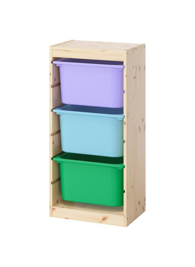 erorex Storage Combination, Light White Stained Pine/Multicolour, 44X30X91 Cm - Image 1