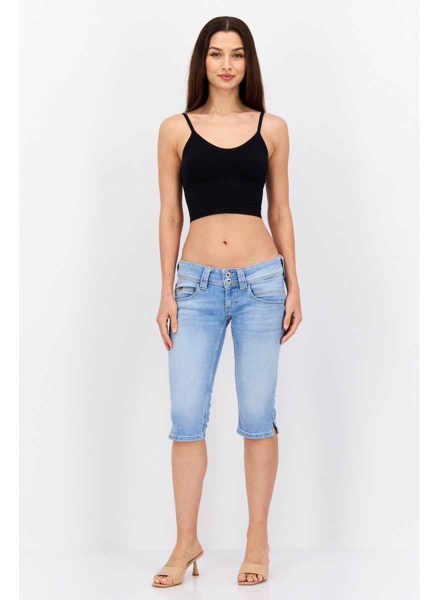 Pepe Jeans Women Regular Fit Washed Denim Shorts, Light Blue  - Image 4