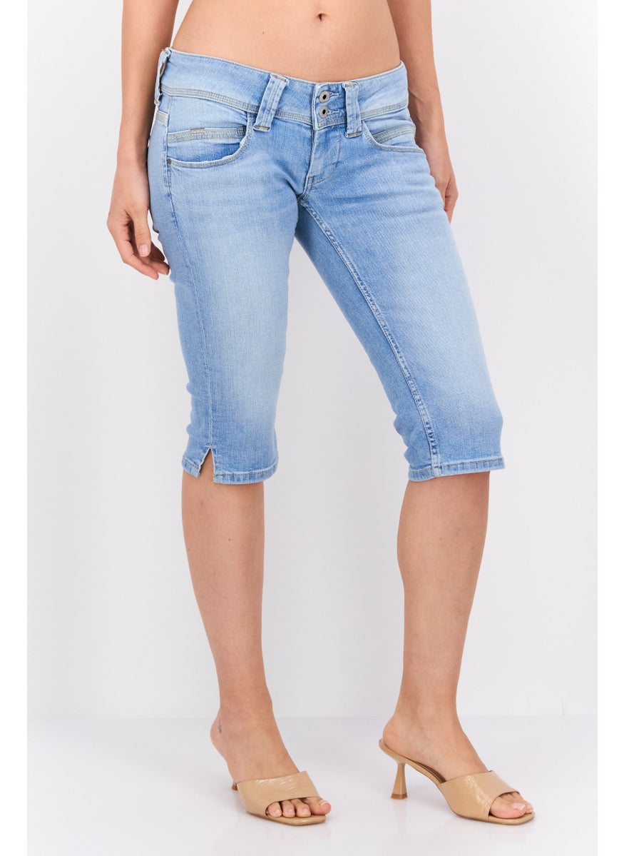 Pepe Jeans Women Regular Fit Washed Denim Shorts, Light Blue  - Image 1