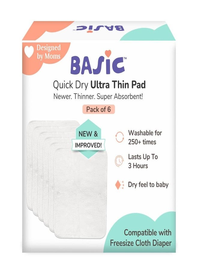 superbottoms Unisex Basic Quick Dry Ultrathin Pads|New & Improved Insert|4 Layer Cotton Padding, Lasts Up To 3Hrs|Trim Fitting|Foldable Style Pads For Freesize Cloth Diaper-Pack Of 6 White - Image 1