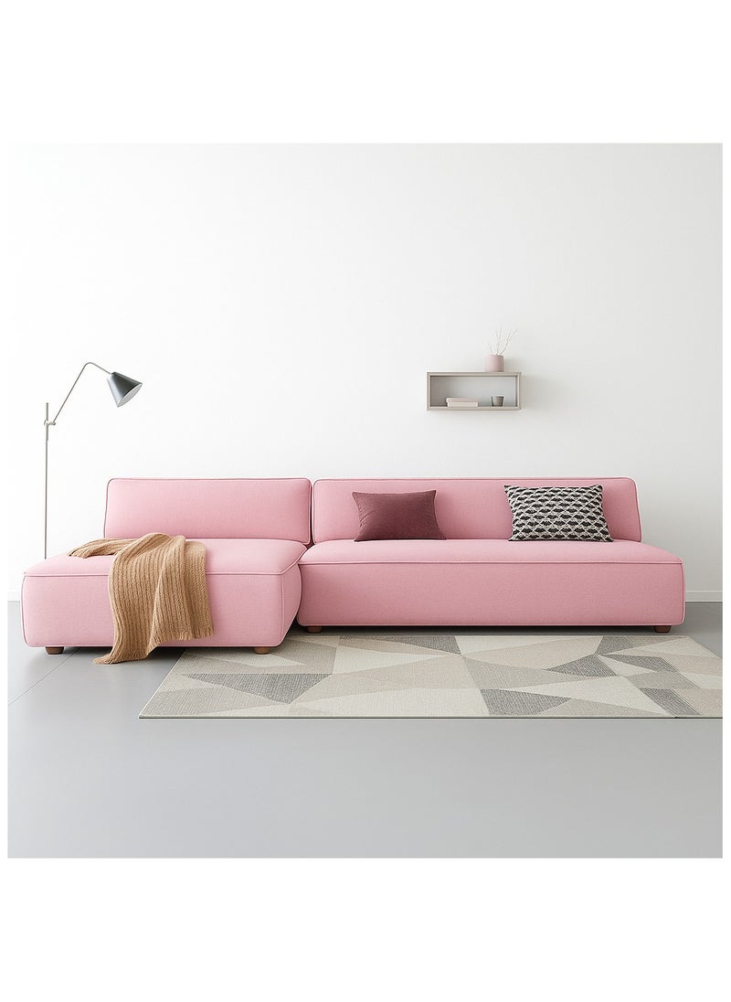 KARNAK Karnak Chelsea 3-Seater Luxury L-Shape Velvet Sofa with Free Pillows - Sweet Pink  - Image 1