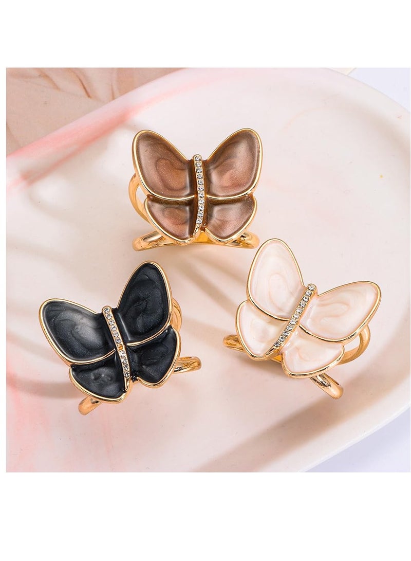 Excefore 3PCS Butterfly Scarf Ring Clip Scarf Buckle for Women, Scarf Ring Buckle Women Fashion Metal Shawl Clip Buckle Lady Girls Decoration Accessories - Image 4