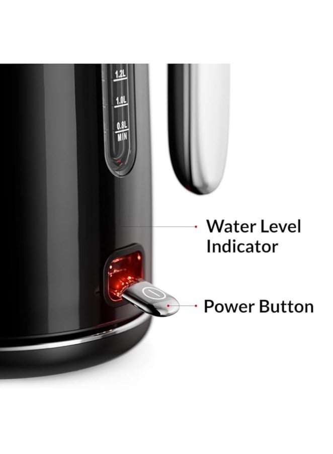Feller Germany, Retro Style 1.7L Kettle with Thermometer, 2200 W, Stainless Steel Body, STRIX Controller, Dry Boil & Automatic Switch-Off, EK200, (Black) - Image 5