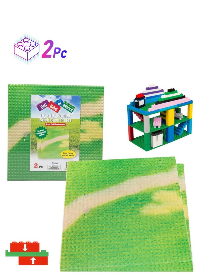 أس سي أس دايركت مكعبات بناء SCS Direct Brick مقاس 10×10، ألواح أساسية كبيرة لملعب عشبي، قطعتان، توصيل مزدوج يربط المكعبات على الجانبين العلوي والسفلي، ملاءمة محكمة مع جميع العلامات التجارية، رائعة لطاولة لعب الأطفال، هدية عيد الميلاد - Image 1