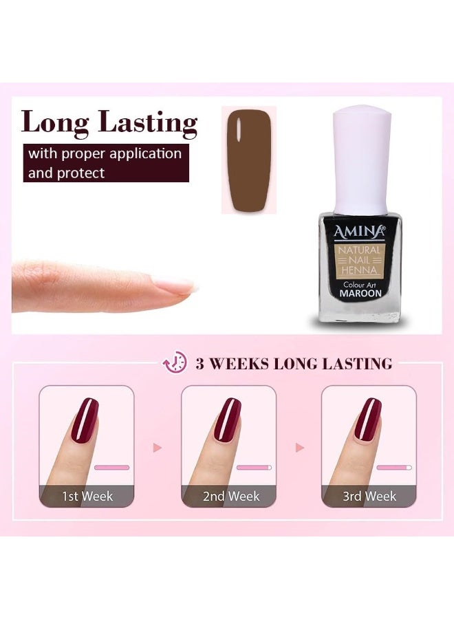 Amina Instant Nail Henna Polish Mehendi Bottle | Vegan & Halal Nail Polish For Women & Girls | Without Chemicals | Long Lasting | Ready To Use Dark Brown Colour Stain | - Image 3