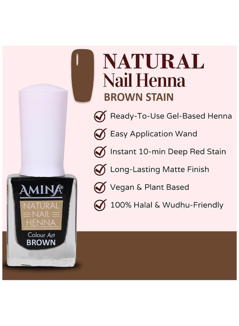 Amina Instant Nail Henna Polish Mehendi Bottle | Vegan & Halal Nail Polish For Women & Girls | Without Chemicals | Long Lasting | Ready To Use Dark Brown Colour Stain | - Image 2