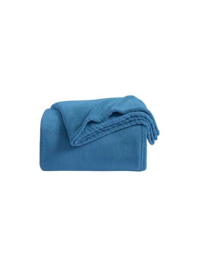 ALLKING Lightweight Blanket King Size Extra Soft Fleece All Season Blanket Bed and Sofa Throw 220 X 230cm (Blue) Packaging/Colour shade may Vary  - Image 3