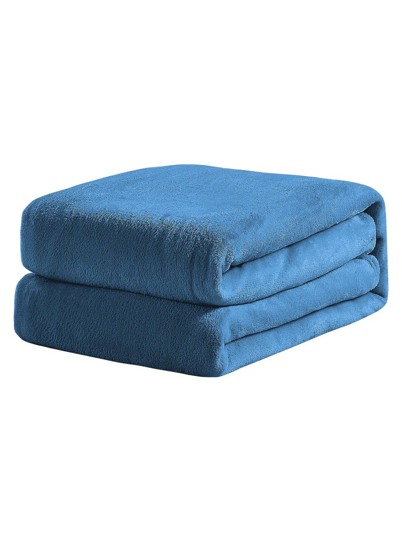 ALLKING Lightweight Blanket King Size Extra Soft Fleece All Season Blanket Bed and Sofa Throw 220 X 230cm (Blue) Packaging/Colour shade may Vary  - Image 1