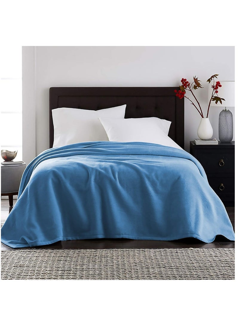 ALLKING Lightweight Blanket King Size Extra Soft Fleece All Season Blanket Bed and Sofa Throw 220 X 230cm (Blue) Packaging/Colour shade may Vary  - Image 2
