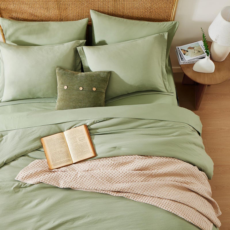 WRENSONGE Queen Comforter Set - 7 Pieces Sage Green Soft Bed in a Bag Queen with Fitted Sheet, Flat Sheet, 2 Pillow Shams, and 2 Pillowcases- Warm Bedding Sets Queen for All Season - Image 5