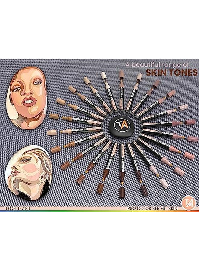 تولي-آرت 22 قلم طلاء أكريليك مجموعة أقلام طلاء برو كولور سيريز 3 مم طرف متوسط لطلاء الصخور أكواب زجاجية خشب معدن زجاج طلاء قماشي يمكنك صنعها بنفسك. بشرة سريعة الجفاف غير سامة ذات أساس مائي - Image 3