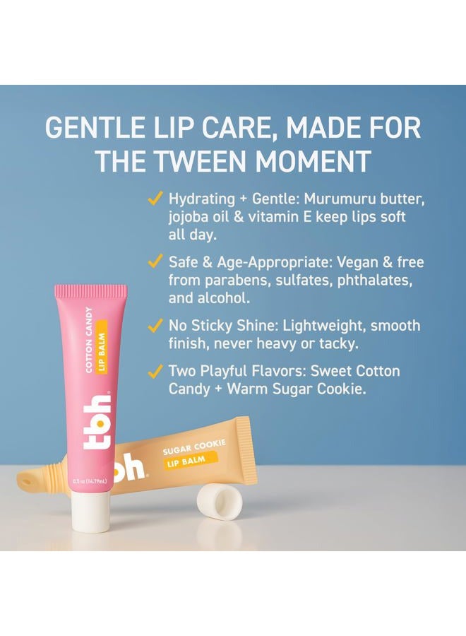 tbh Kids Lip Butter Balm for Kids | Vegan Tinted Lip Balm & Lip Gloss for Girls | Safe, Hydrating, Natural Tween Lip Care - Cotton Candy & Sugar Cookie Flavors - Image 3