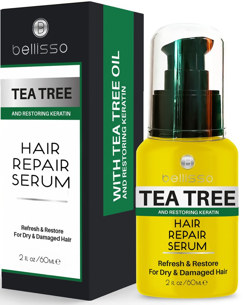 Tea Tree Oil Hair Serum  Moisturizer Treatment for Fighting Dandruff and Repair Dry Damaged Hair and Itchy Scalp  Care and Styling Products for Women and Men  With Anti Frizz Keratin for Shine