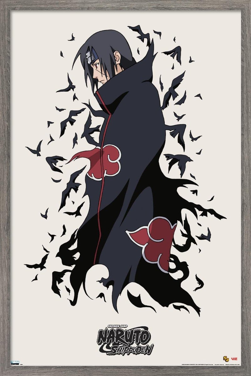 Trends International Naruto Shippuden - Itachi Wall Poster, 14.725" x 22.375", Barnwood Framed Version - Image 1
