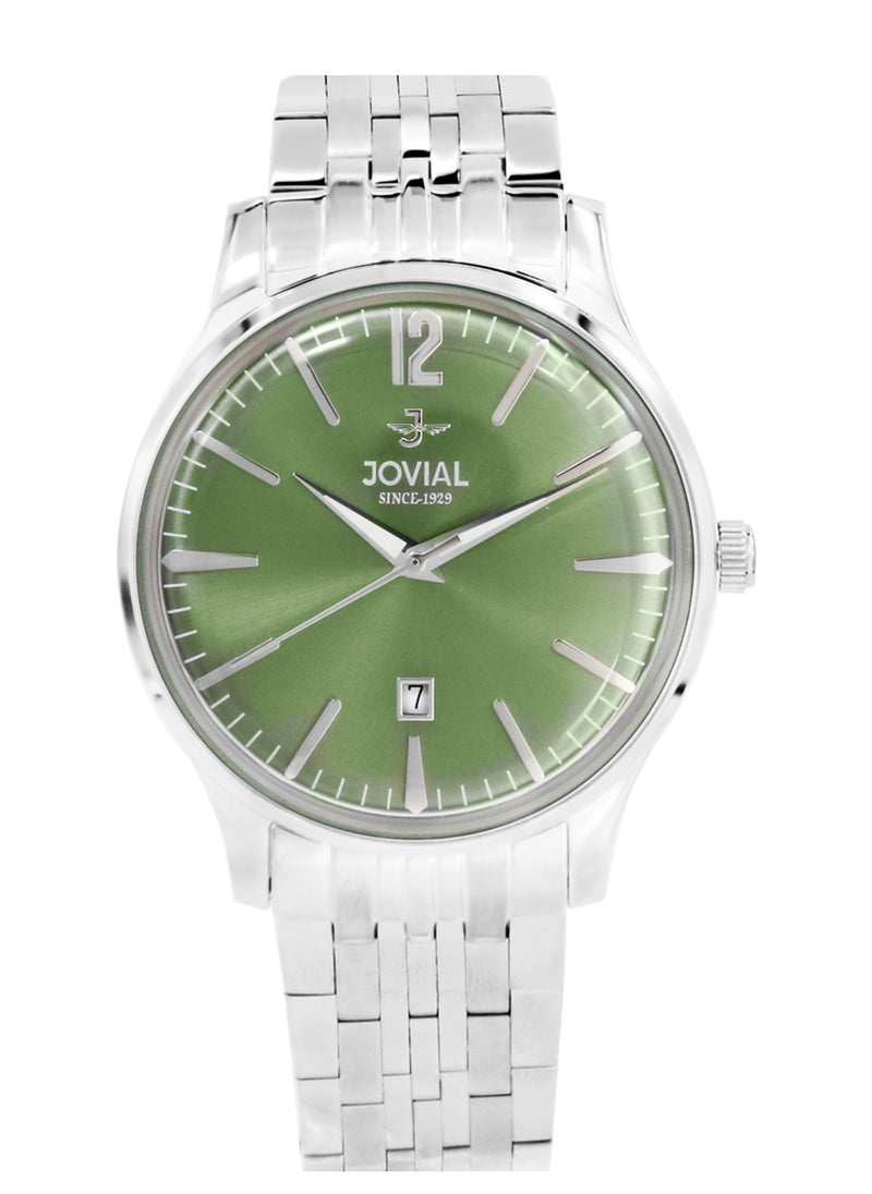 Jovial JOVIAL 5075GSMQ09E Men's metal band  Watch, 40mm, Green Dial  - Image 1