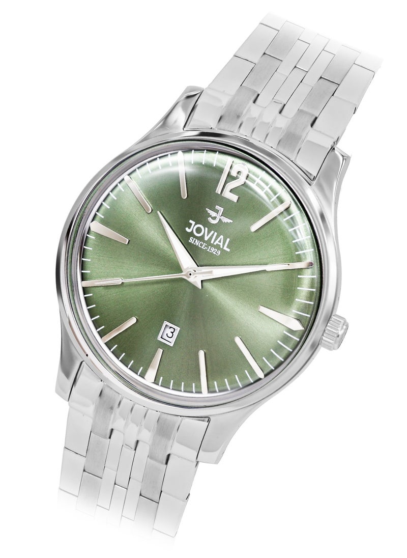 Jovial JOVIAL 5075GSMQ09E Men's metal band  Watch, 40mm, Green Dial  - Image 2