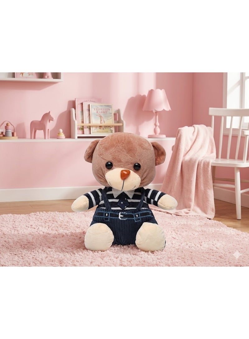 Elegant Plush Teddy Bear in Formal Outfit (Striped Shirt & Tie) - Premium Soft Material - Perfect Gift for Kids & Special Occasions. - Image 3