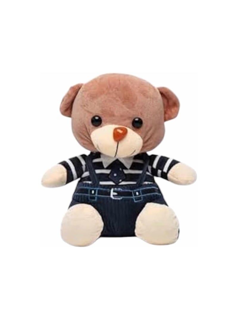 Elegant Plush Teddy Bear in Formal Outfit (Striped Shirt & Tie) - Premium Soft Material - Perfect Gift for Kids & Special Occasions. - Image 1