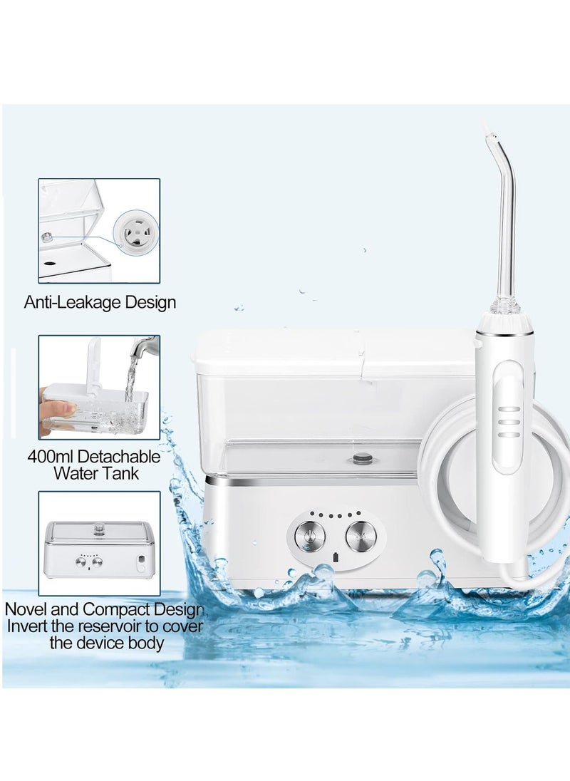 Houmt Water Dental Flosser Cordless for Teeth IPX7 Waterproof Oral Irrigator 6 Modes 8 Jet Tips 400ML Reservoir and USB-C Rechargeable Water Teeth Cleaner for Home Travel  - Image 2