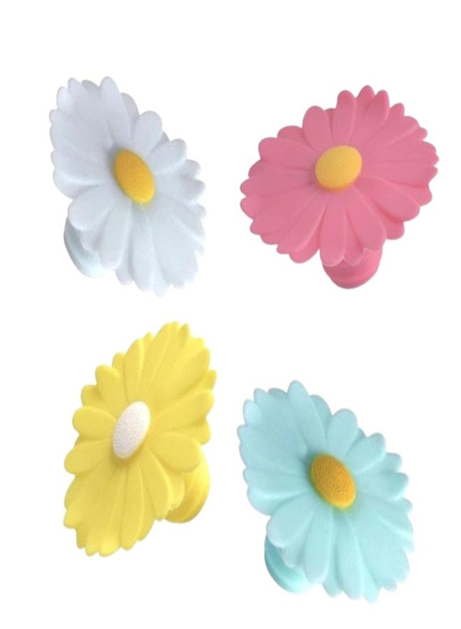 تشارلز فيانسين مجموعة من 4 سدادات زجاجات نبيذ من السيليكون بتصميم زهرة الأقحوان من تشارلز فيانسين - Image 1