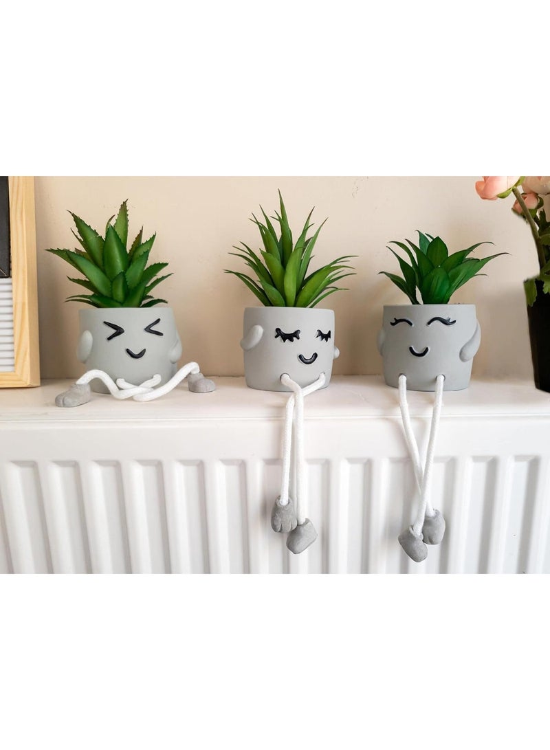 LBMT 3 Packs Small Plastic Plants Desk Decor with Pots,Artificial Succulents with Hanging Leg for Room/ Home/ Office/Kitchen/Bathroom Shelf Desk Deco Desk Table Decorations,  Party/New House Gift for Friend/Classroom/Colleague - Image 2