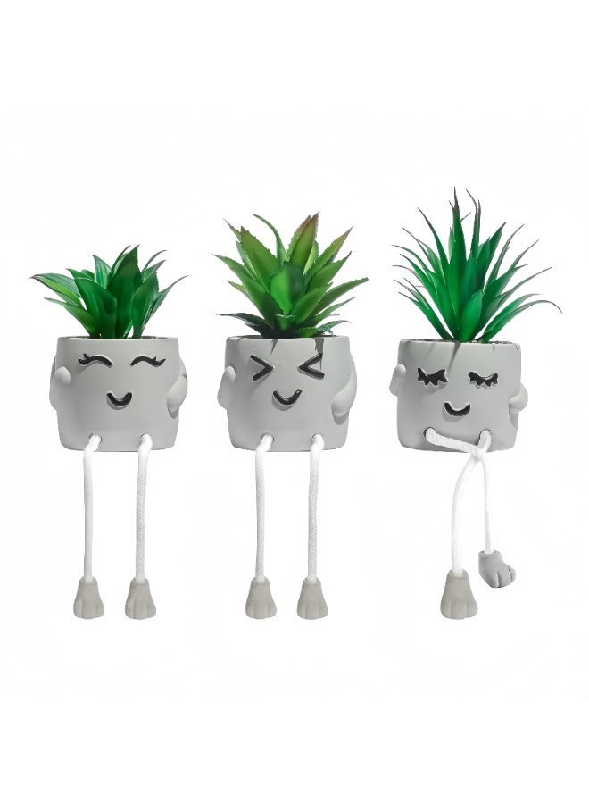 LBMT 3 Packs Small Plastic Plants Desk Decor with Pots,Artificial Succulents with Hanging Leg for Room/ Home/ Office/Kitchen/Bathroom Shelf Desk Deco Desk Table Decorations,  Party/New House Gift for Friend/Classroom/Colleague - Image 1