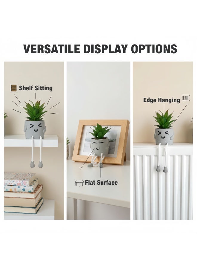 LBMT 3 Packs Small Plastic Plants Desk Decor with Pots,Artificial Succulents with Hanging Leg for Room/ Home/ Office/Kitchen/Bathroom Shelf Desk Deco Desk Table Decorations,  Party/New House Gift for Friend/Classroom/Colleague - Image 3