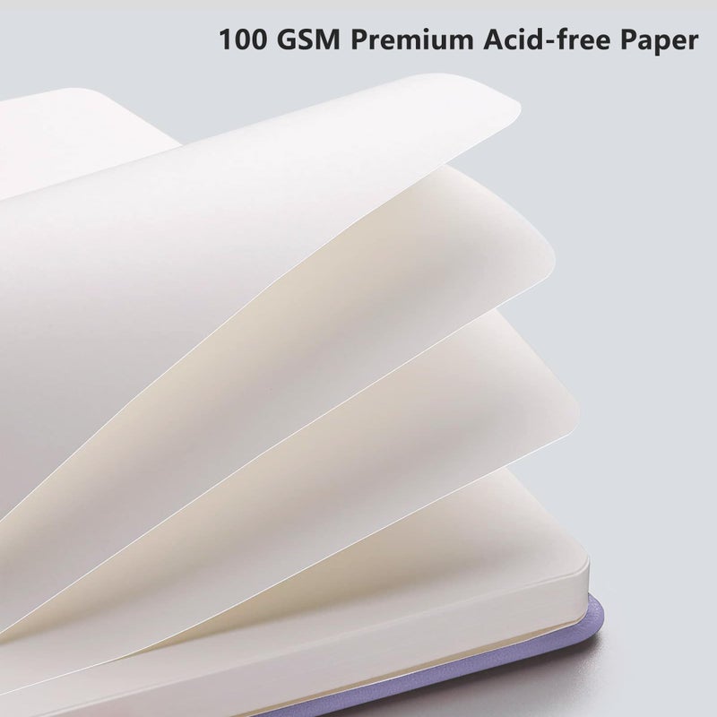 Rettacy Blank Journal Notebook  192 Pages  A5 Medium Size (5.7'' X 8.3'')  Leather Hardcover  100 Gsm Thick Paper  For Sketching  Drawing  Painting (Purple) - Image 3